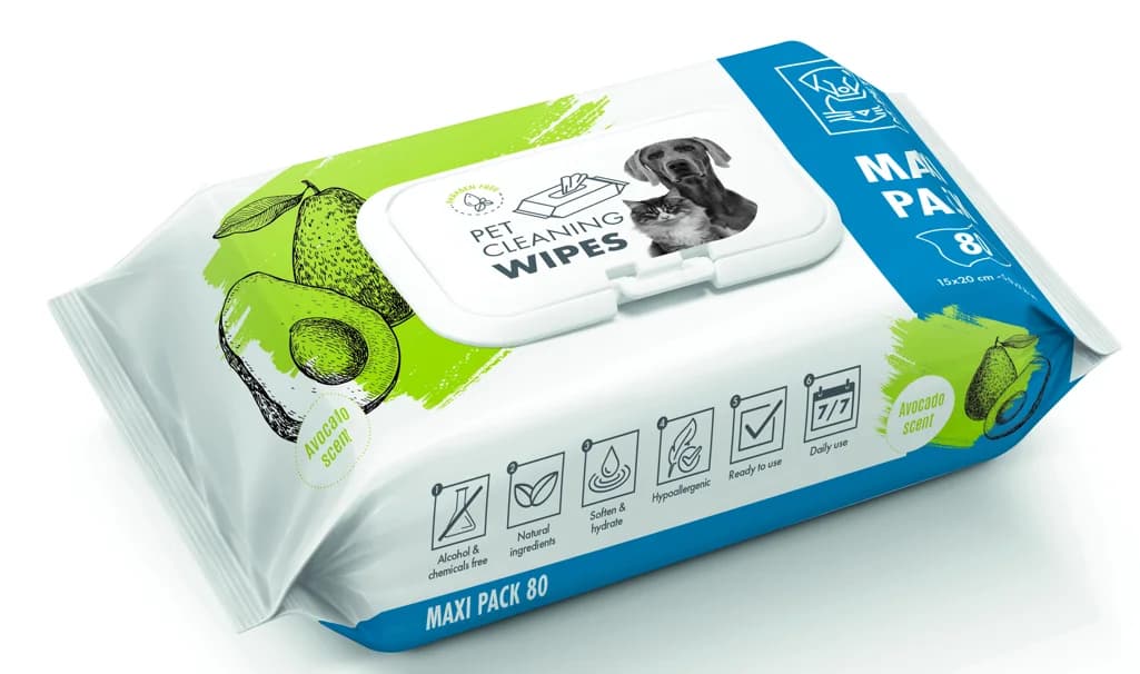 PET CLEANING WIPES AGUACAT 80PC 80X20