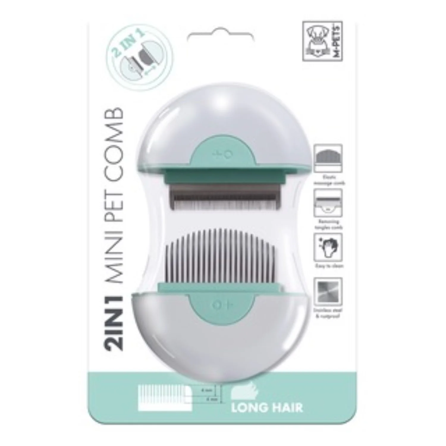 PEINE MINI PET 2EN1 -VERDE