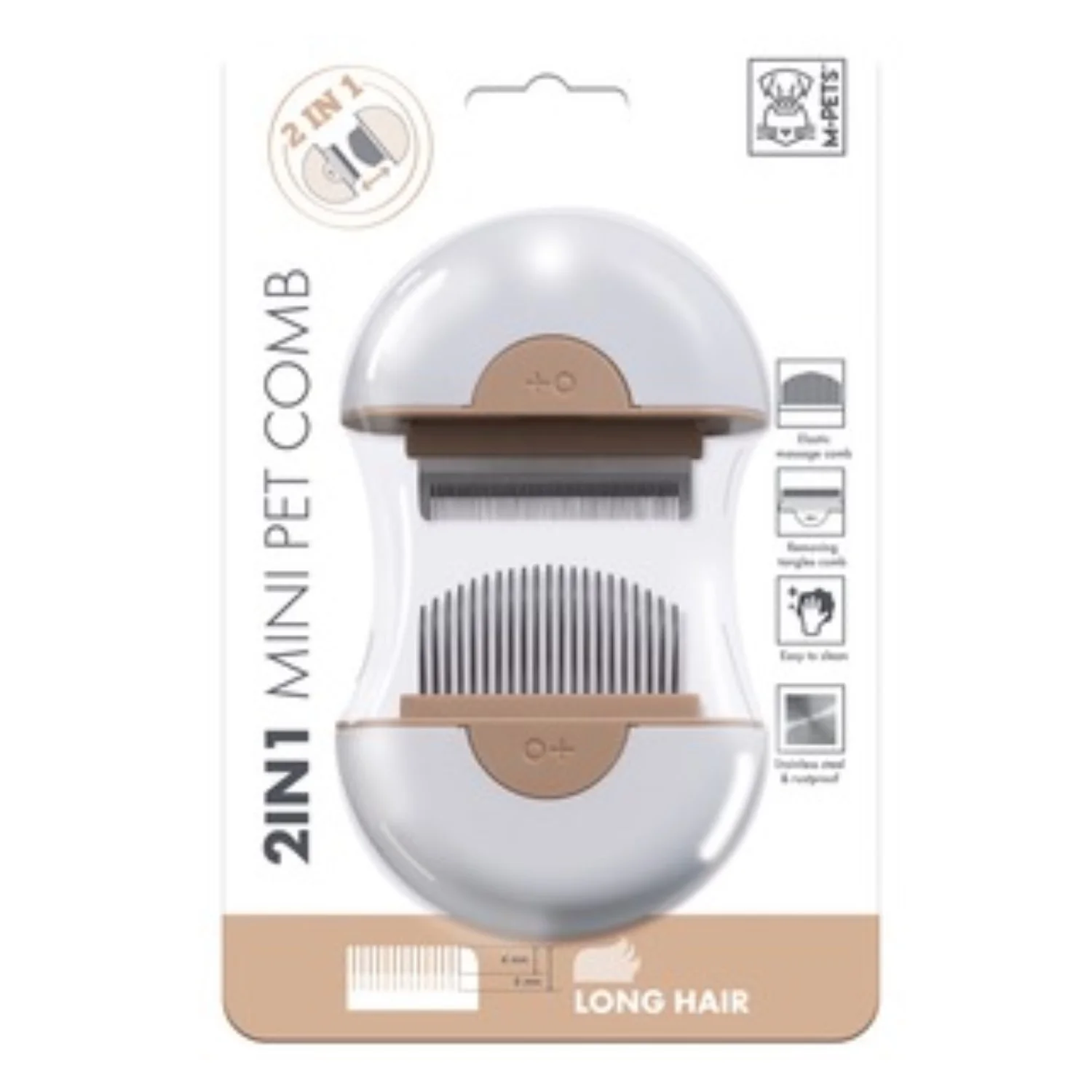 PEINE MINI PET 2EN1 -MARRON