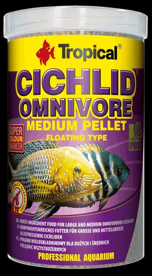 CICHLID OMNIVORE MEDIUM PELLET 1000ML/36